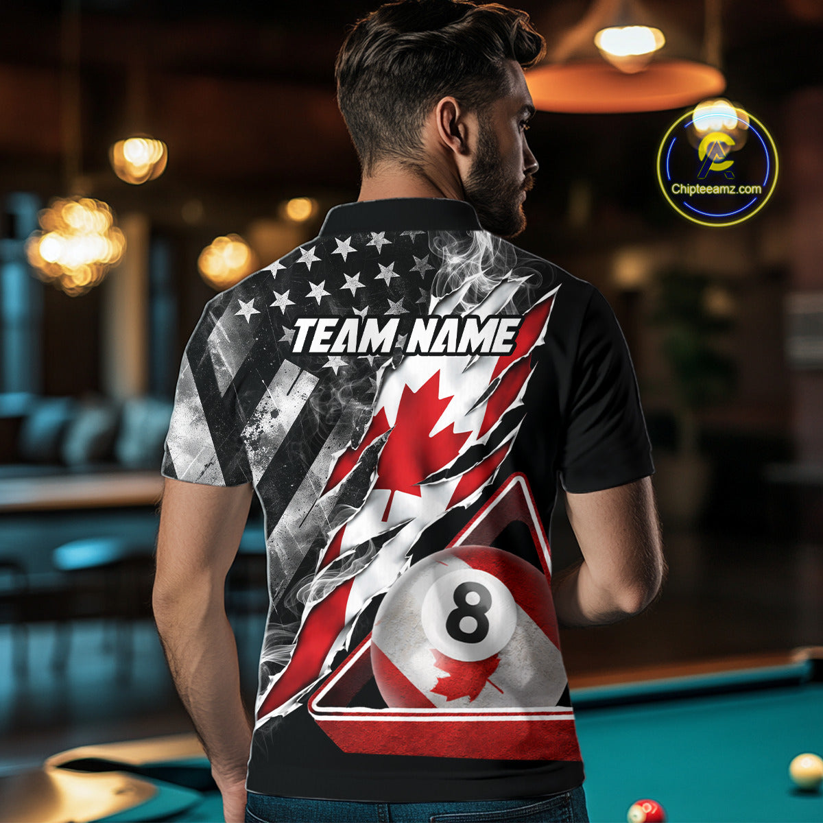 Personalized Smoke Canada Flag Billiard 8 Ball Pool Shirt Custom Patriotic Billiard Appeal For Men NYN2770