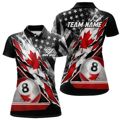 Personalized Smoke Canada Flag Billiard 8 Ball Pool Shirt Custom Patriotic Billiard Appeal For Women NYN2770