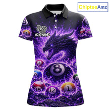 Load image into Gallery viewer, Purple Flaming Funny Dragon Pool 8 Ball Billiard Shirt For Women Custom Ball Billiard Team Attire NYN2611