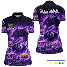 Load image into Gallery viewer, Purple Flaming Funny Dragon Pool 8 Ball Billiard Shirt For Women Custom Ball Billiard Team Attire NYN2611