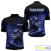 Load image into Gallery viewer, Custom Lightning Blue Grim Reaper Beer Funny Men Darts Quarter-Zip Shirt US Flag Dart Jerseys NYN1838