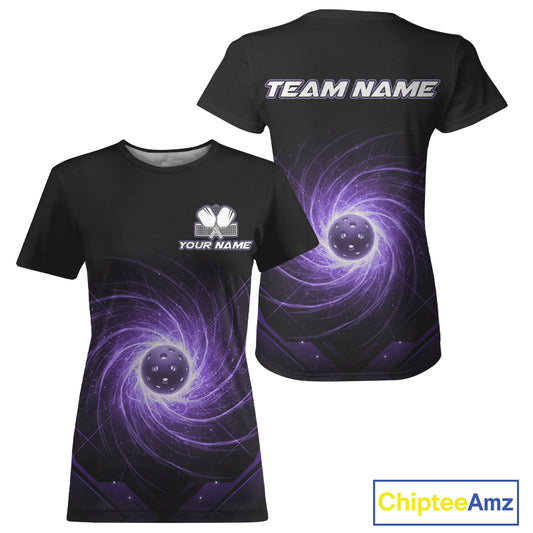 Custom Lightning Purple Swirl Pickleball Ball T-Shirt Women Outfits Pickleball Jerseys NYN1868