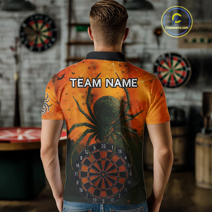 Custom Orange Spider Dartboard Halloween Dart Men Polo Shirt Grunge Dart Jerseys NYN1615