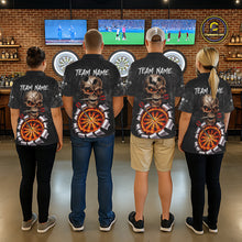 Load image into Gallery viewer, Custom Smoke Grunge Skull Torn Fire Flame Darts Polo &amp; Quarter-Zip Shirts For Men Dart Team Jerseys NYN2822