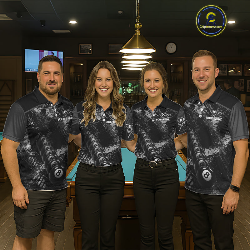 Aim Shoot Swear Repeat Holding 8 Ball Pool Men Billiard Team Shirt Custom Ball Billiards Apparel NYN2467
