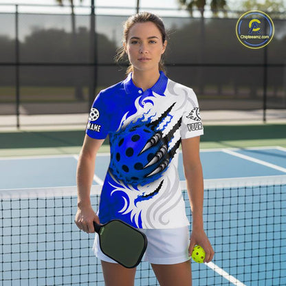 White & Blue Claw Scratches Pickleball Ball T-Shirt For Women Custom Pickleball Jerseys NYN2484