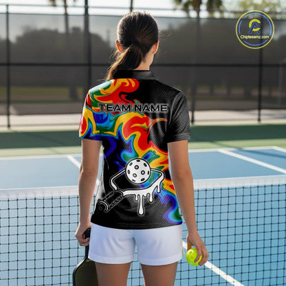 Colorful Splash Women Pickleball Ball & Paddle T-Shirt Personalized Pickleball Team Jerseys NYN2489