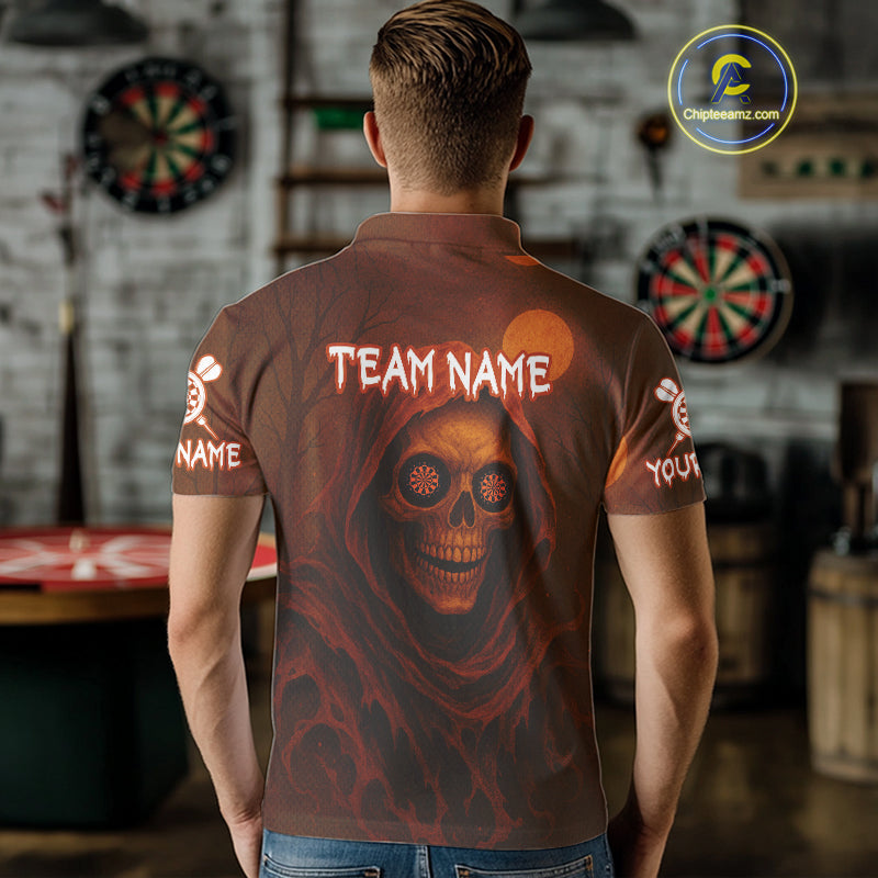 Custom Spooky Skull Dartboard Halloween Dart Jersey For Men Hallows’ Eve Dart Team Jerseys NYN1401