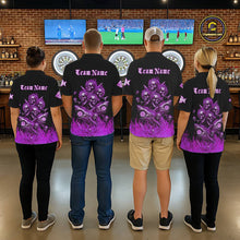 Load image into Gallery viewer, Custom Purple Flames Shark And Skull 3D Men Darts Quarter-Zip League Shirts Funny Dart Jerseys NYN2205