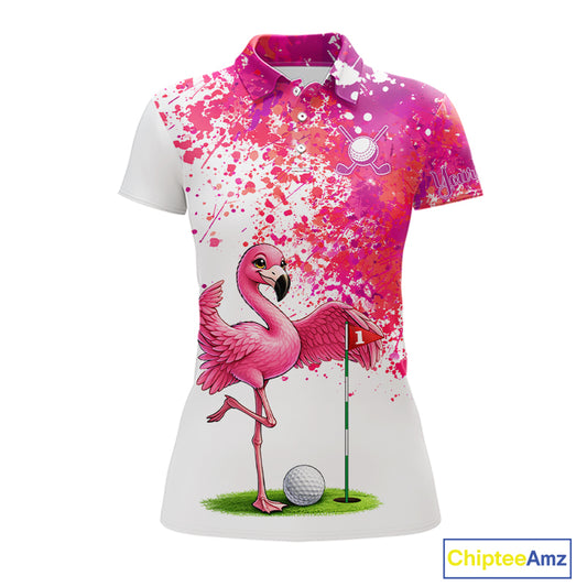 Funny Women Golf Polo Shirt Custom Winner Flamingo Pink Splatter Golf Clothing Shirts, Golf Gifts NYN2875