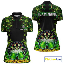 Load image into Gallery viewer, Cheer Beer &amp; Play Dartboard Shamrock Women Darts Quarter-Zip Shirt Custom St Patrick's Day Darts Jersey NYN2534