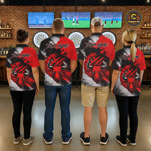 Load image into Gallery viewer, Custom Red Grunge Funny Bull Darts Polo &amp; 1/4 Zip Shirt For Men Bull Darts Team Jerseys NYN2890