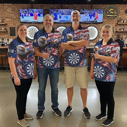 American Flag Eagle Freedom Dartboard Dart Polo Shirt Custom Patriotic Women Dart Team Jerseys NYN2541