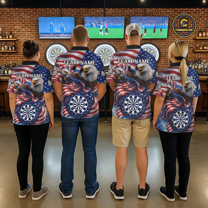 American Flag Eagle Freedom Dartboard Dart Polo Shirt Custom Patriotic Women Dart Team Jerseys NYN2541