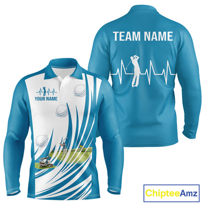 Mens White And Blue Golf Shirts Golf Clothing Custom White Polo Golf Shirts, Gifts For The Golfer NYN2933