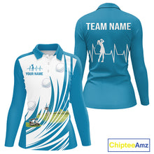 Load image into Gallery viewer, Women White And Blue Golf Shirts Golf Clothing Custom White Polo Golf Shirts, Gifts For The Golfer NYN2933