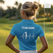 Load image into Gallery viewer, Women White And Blue Golf Shirts Golf Clothing Custom White Polo Golf Shirts, Gifts For The Golfer NYN2933
