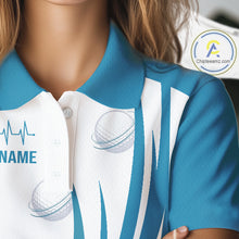 Load image into Gallery viewer, Women White And Blue Golf Shirts Golf Clothing Custom White Polo Golf Shirts, Gifts For The Golfer NYN2933