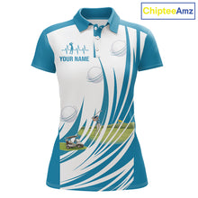 Load image into Gallery viewer, Women White And Blue Golf Shirts Golf Clothing Custom White Polo Golf Shirts, Gifts For The Golfer NYN2933