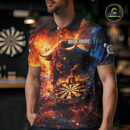 Colorful Splatter Funny Bull Cracked Dartboard Men Dart Polo Shirts Custom Dart Team Jerseys NYN2730