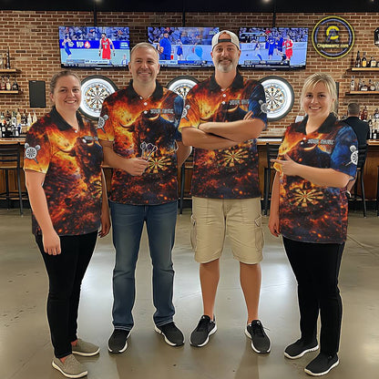 Colorful Splatter Funny Bull Cracked Dartboard Men Dart Polo Shirts Custom Dart Team Jerseys NYN2730