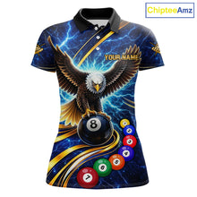Load image into Gallery viewer, Thunder Lightning Blue Horror Eagle 8 Ball Pool Billiard Shirt For Women Custom Billiard Team Jersey NYN2939