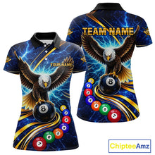 Load image into Gallery viewer, Thunder Lightning Blue Horror Eagle 8 Ball Pool Billiard Shirt For Women Custom Billiard Team Jersey NYN2939