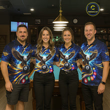 Load image into Gallery viewer, Thunder Lightning Blue Horror Eagle 8 Ball Pool Billiard Shirt For Women Custom Billiard Team Jersey NYN2939