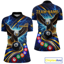 Load image into Gallery viewer, Thunder Lightning Blue Horror Eagle 8 Ball Pool Billiard Shirt For Women Custom Billiard Team Jersey NYN2939