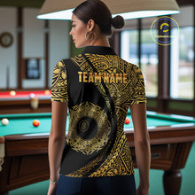 Load image into Gallery viewer, Black &amp; Gold 8 Ball Crown Billiard Polo &amp; 1/4 Zip Shirt For Women Custom Tribal Pool Team Jerseys NYN2944