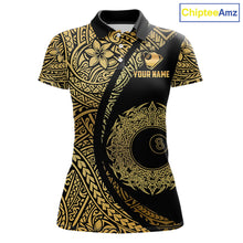 Load image into Gallery viewer, Black &amp; Gold 8 Ball Crown Billiard Polo &amp; 1/4 Zip Shirt For Women Custom Tribal Pool Team Jerseys NYN2944