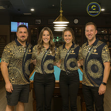 Load image into Gallery viewer, Black &amp; Gold 8 Ball Crown Billiard Polo &amp; 1/4 Zip Shirt For Women Custom Tribal Pool Team Jerseys NYN2944