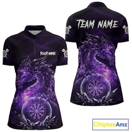 Purple Dartboard Lightning Dragon Stone Custom Mens Polo Dart Shirt Dart Team Jerseys NYN1778