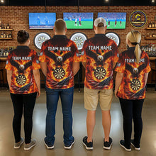 Load image into Gallery viewer, Personalized Eagle US Flag Fire Flame Dartboard Women Darts Polo Shirt Custom Darts Team Jersey|Red NYN2584