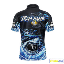 Load image into Gallery viewer, Funny Shark Waving Pool 8 Ball &amp; 9 Ball Billiard Shirt For Men Personalized Ball Billiard Attire NYN2590