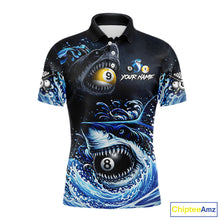 Load image into Gallery viewer, Funny Shark Waving Pool 8 Ball &amp; 9 Ball Billiard Shirt For Men Personalized Ball Billiard Attire NYN2590