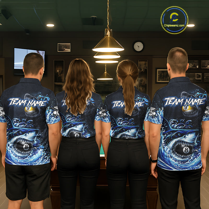 Funny Shark Waving Pool 8 Ball & 9 Ball Billiard Shirt For Women Personalized Ball Billiard Attire NYN2590