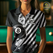 Load image into Gallery viewer, Black And Grey Grunge Pool 8 Ball Women Billiard Shirt Personalized Graffiti Billiard Attire NYN2595