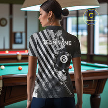 Load image into Gallery viewer, Black And Grey Grunge Pool 8 Ball Women Billiard Shirt Personalized Graffiti Billiard Attire NYN2595