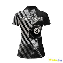 Load image into Gallery viewer, Black And Grey Grunge Pool 8 Ball Women Billiard Shirt Personalized Graffiti Billiard Attire NYN2595