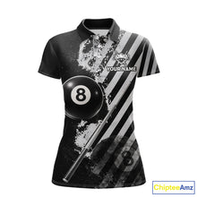 Load image into Gallery viewer, Black And Grey Grunge Pool 8 Ball Women Billiard Shirt Personalized Graffiti Billiard Attire NYN2595