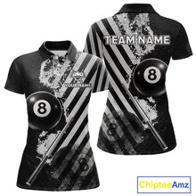 Load image into Gallery viewer, Black And Grey Grunge Pool 8 Ball Women Billiard Shirt Personalized Graffiti Billiard Attire NYN2595