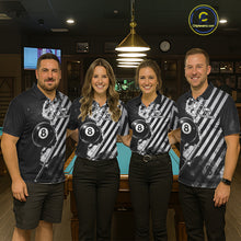 Load image into Gallery viewer, Black And Grey Grunge Pool 8 Ball Women Billiard Shirt Personalized Graffiti Billiard Attire NYN2595
