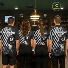 Load image into Gallery viewer, Black And Grey Grunge Pool 8 Ball Women Billiard Shirt Personalized Graffiti Billiard Attire NYN2595