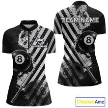 Load image into Gallery viewer, Black And Grey Grunge Pool 8 Ball Women Billiard Shirt Personalized Graffiti Billiard Attire NYN2595