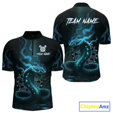 Load image into Gallery viewer, Custom Turquoise Smokes Funny Cobra Dartboard Men Darts Quarter-Zip Shirt, Outfits Dart Jerseys NYN1815