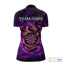 Load image into Gallery viewer, Gold Horror Dragon Hold Dartboard Women Darts Quarter-Zip Shirt Custom Purple Grunge Darts Team Jersey NYN2609