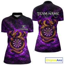 Load image into Gallery viewer, Gold Horror Dragon Hold Dartboard Women Darts Quarter-Zip Shirt Custom Purple Grunge Darts Team Jersey NYN2609