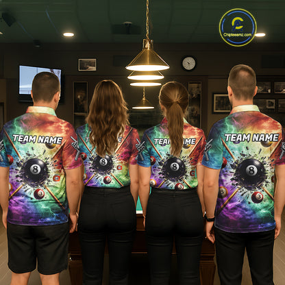 Personalized Crack Pool 8 Ball Men Billiard Team Shirt Colorful Thunder Billiard Attire NYN2368