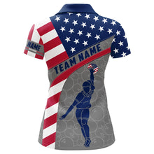 Load image into Gallery viewer, Camo US Flag Bowling Shirt Patritotic Bowling Team Jersey Polo Bowling Shirt for Women QZT256